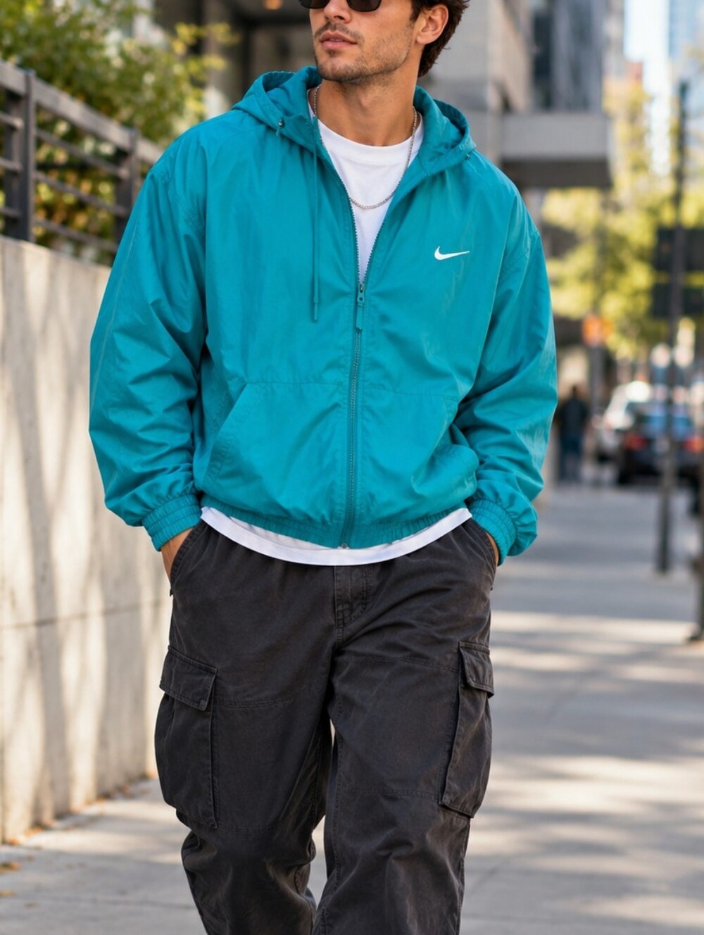 Nike  Hooded Windbreaker Jacket Full Zip Mesh Lined Men’s L